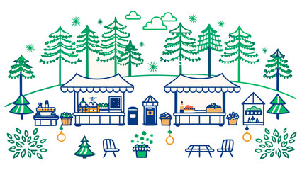 Fairy Forest Street Food Stalls with Glowing Trees