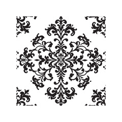 A seamless black and white damask pattern creates an elegant vintage wallpaper design