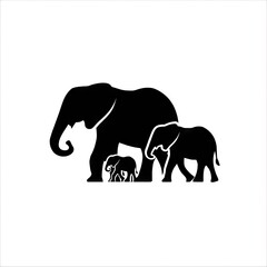 Fototapeta premium Silhouettes of three elephants