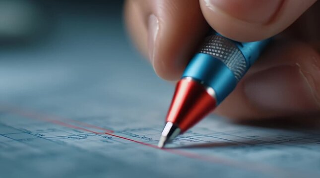 Precision in Script: A close-up shot of a hand diligently guiding a pen across paper, carefully inscribing a line of elegant script.
