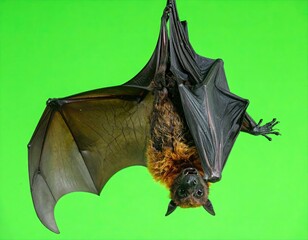 Bat hanging upside down