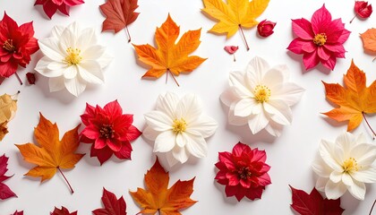 Autumn floral arrangement on white