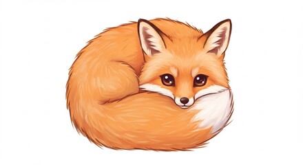 Obraz premium 可愛い狐 柔らかな光 丸く毛並み輝く. AI Generated