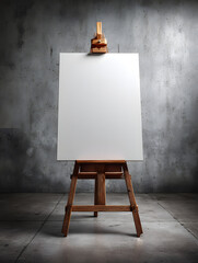 white foam board poster on an easel front facing, blank, exhibition, presentation, marketing, standing