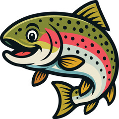 Trout fish in a playful swimming pose