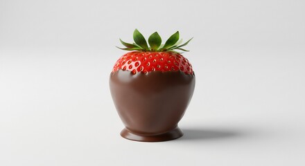 艶やかチョコがけ苺 甘く輝く光. AI Generated