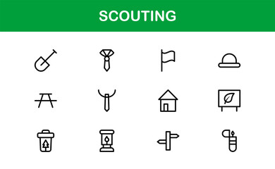 Scouting Professional Modern Line Icon Collection with Clean Minimal Vector Style