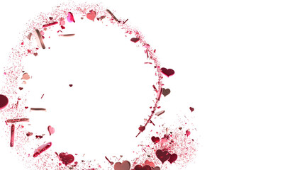  Red heart love confettis. Valentine's day falling  PNG