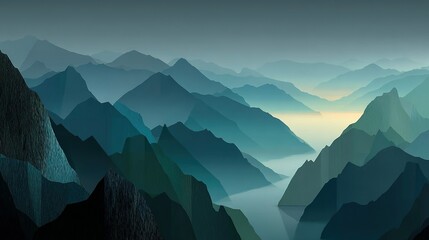 A landscape view of a valley between high mountains.