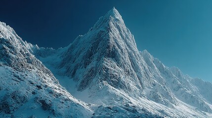 Snow-capped mountain peaks against a clear blue sky.