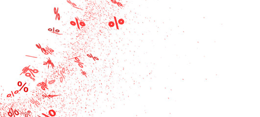 Abstract background of red percentage symbols exploding. Perfect for sales, discounts, and promotions.