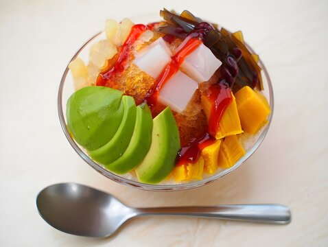 Delicious Es Buah. Sweet and Milky Indonesian Fruit Soup.
