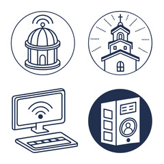 Simple Icons Representing Global Connectivity and Technology