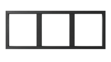 Empty black wooden picture frame isolated on transparent background