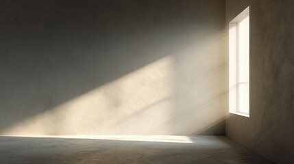 Empty room with sunlight streaming through a window