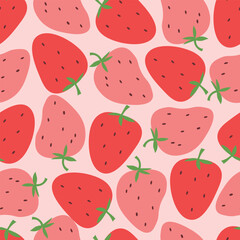 Cute hand drawn strawberry seamless pattern