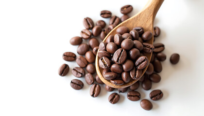 Obraz premium Coffee Bean and Wooden Spoon Still Life