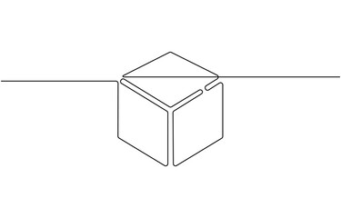 3D cube perfect shapes. Only black and white for preschool kid coloring, comparison, drawing, One Continuous Line Drawing of Delivery Icon.