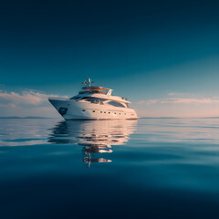 Sunny summer sea and yachting in sunny day, cruise ship, holiday, vacation, ocean, tri