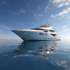 Sunny summer sea and yachting in sunny day, cruise ship, holiday, vacation, ocean, tri
