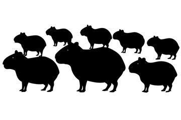 Vector art of silhouette of  farm animals 