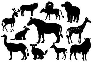 Vector art of silhouette of animals 