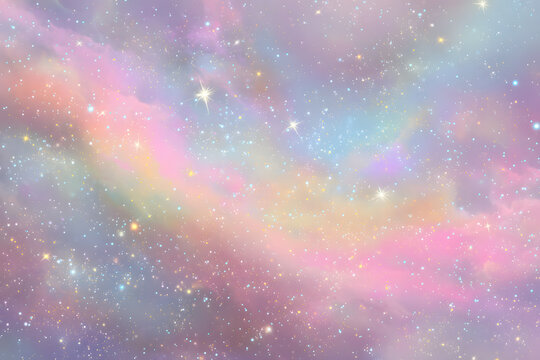Abstract starlight and pink and purple clouds stardust, blink, background, presentation, star, concept, magazine, powerpoint, website, marketing,	