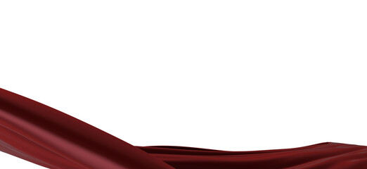 3d render of abstract red cloth falling. Silk drapery flies away.