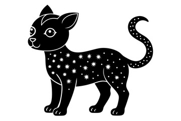 Vector art of silhouette of  black and white cartoon cat