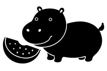 Vector art of silhouette of hippo
