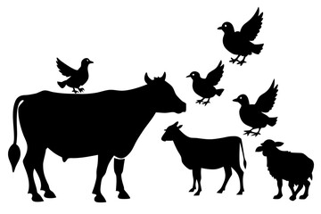 Vector art of silhouette of animals 