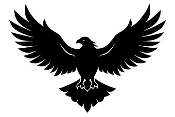 Vector art of silhouette of eagle and wings