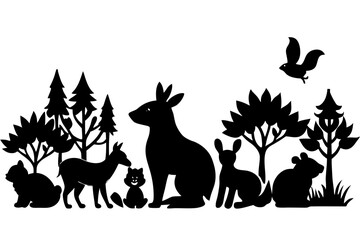 Vector art of silhouette of of animals