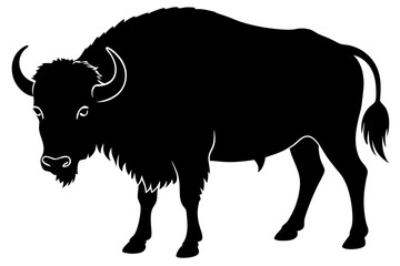 Vector art of silhouette of black and white bull