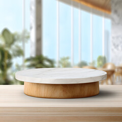Indoor kitchen with a wooden table with studio and daylight 