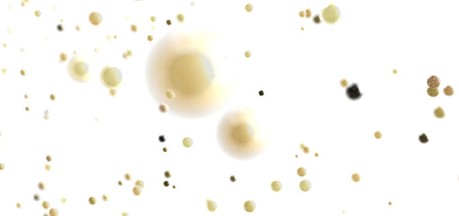 Artistic background image of beige and brown bubbles floating on a white background. Ideal for websites, presentations, or design projects.