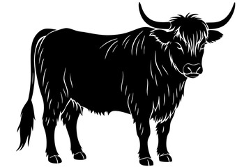 Vector art of silhouette of black and white cow