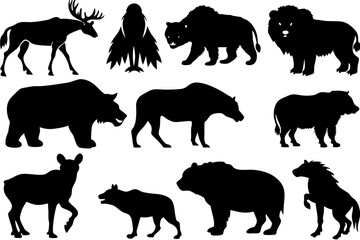 Vector art of silhouette of animals 