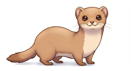 愛らしい茶色のイタチ 穏やかな光の中で微笑む. AI Generated