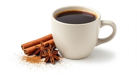 温かい光輝くシナモンコーヒー 芳醇な香り漂う一杯. AI Generated