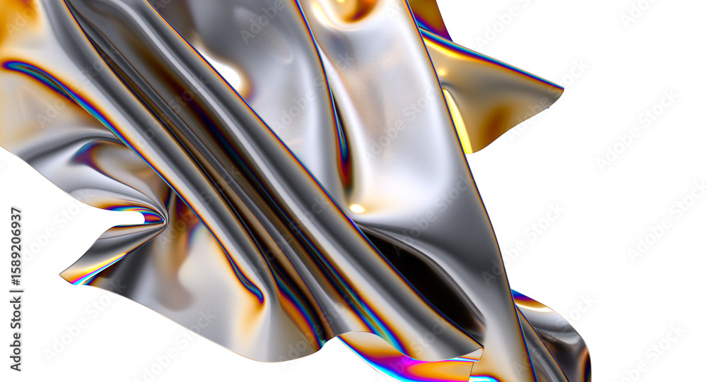 Wall mural shimmering iridescent fabric drapes creating a captivating abstract design