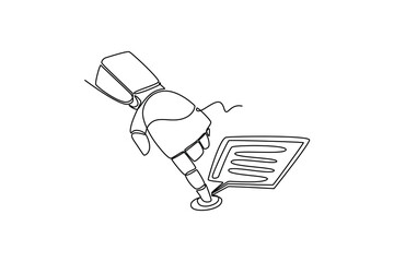 Chat Bot sign for support service. AI chat concept. Single line draw design. Vector graphic illustration