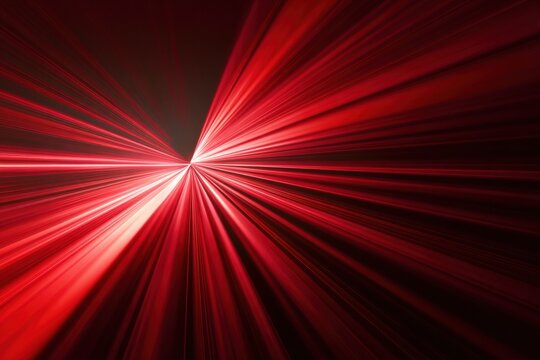 Abstract red light rays radiate from a central point, creating a dynamic, energetic visual effect with a sense of motion and depth.