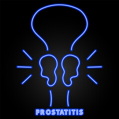 prostatitis neon sign, modern glowing banner design, colorful modern design trends on black background. Vector illustration.