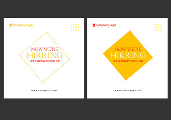 We are hiring recruitment open job vacancy design vector social media post banner template or web banner layout .