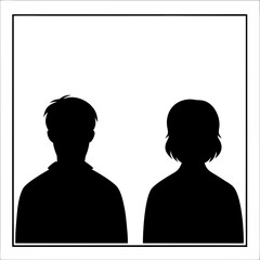 Black silhouettes of couple white people