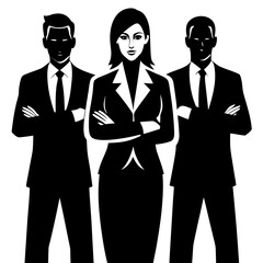 Three business professionals standing arms crossed
