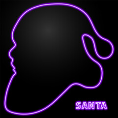 santa hat neon sign, modern glowing banner design, colorful modern design trends on black background. Vector illustration.
