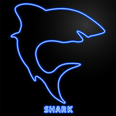 shark neon sign, modern glowing banner design, colorful modern design trends on black background. Vector illustration.