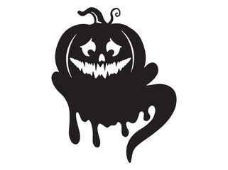 Ghost Pumpkin Scary Face Line Art